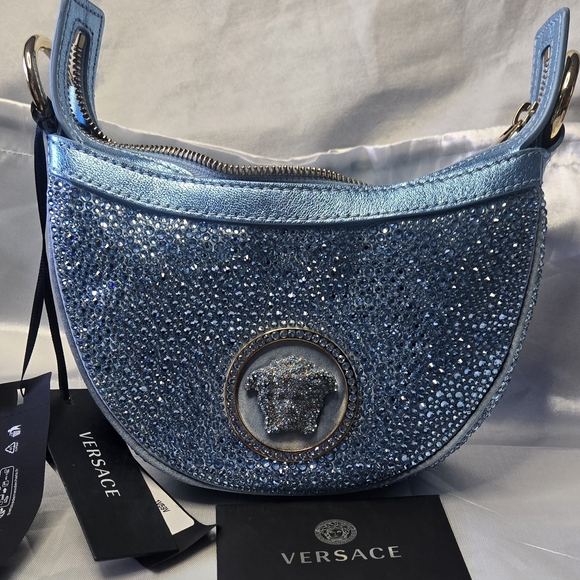Versace x Dua Lipa Repeat Crystal-Embellished Mini Hobo Bag - Picture 11 of 12